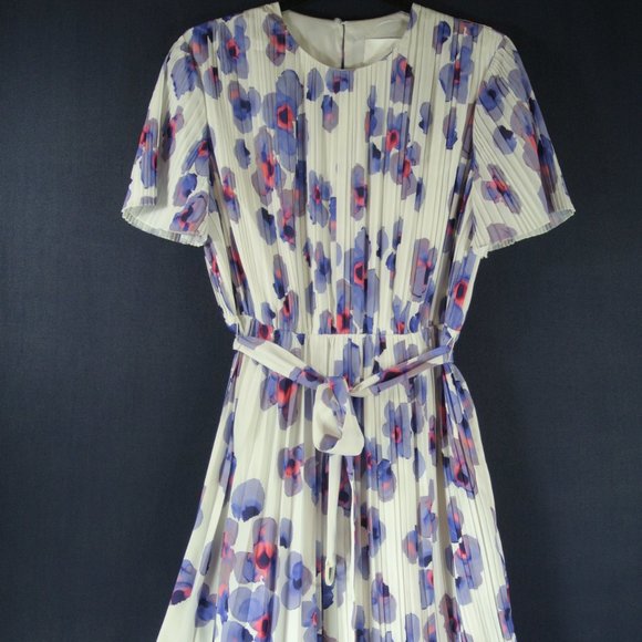 NEW BOSS HUGO BOSS Diplissee Pleated Floral-Print Dress Size US 6 #391 - Picture 5 of 12